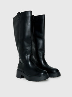 Lucia Knee High Boots Black