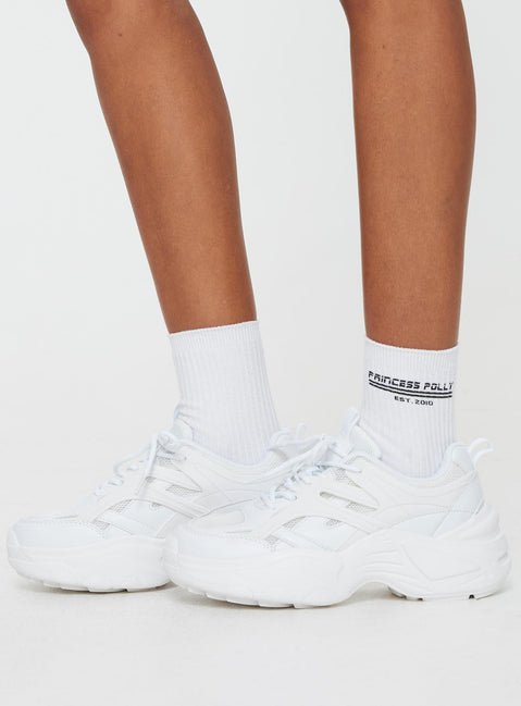 Sneakers Chunky style, platform base, padded footbed, mesh upper, pull tab at back  Lace-up fastening