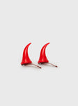 Hottie Devil Horn Clips Red