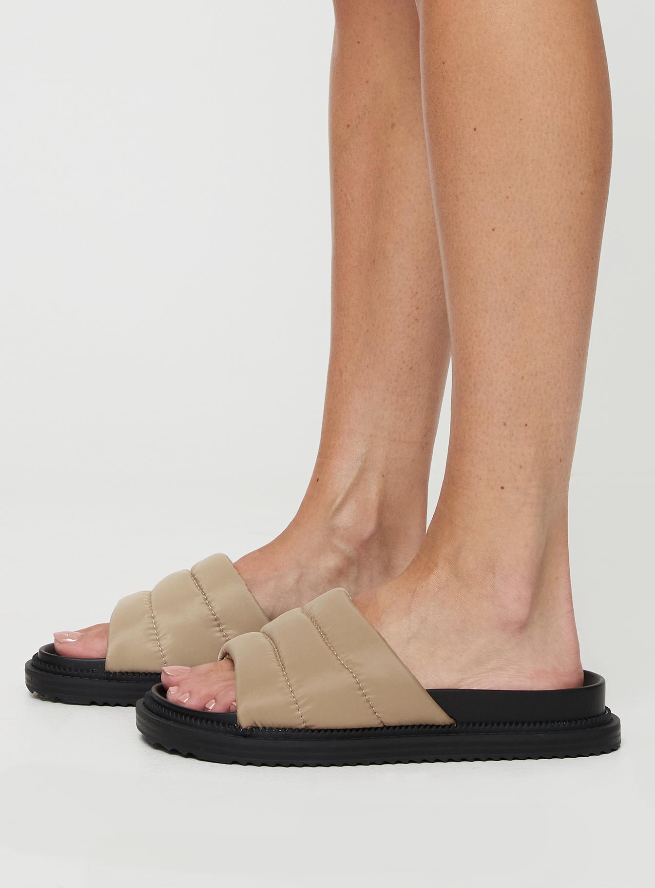 Faux leather flats Slip on design, single strap upper, rounded toe