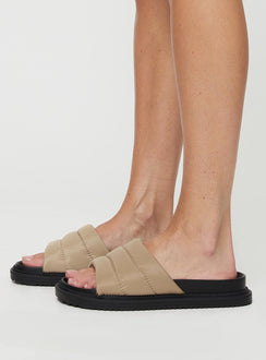 Faux leather flats Slip on design, single strap upper, rounded toe