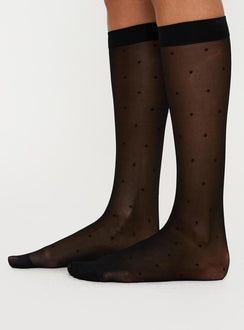 Audley Sheer Knee High Socks Black