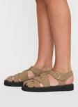 Enya Sandals Tan Faux Suede