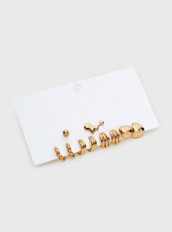 Gold toned earring pack Four pairs &amp; two separate styles, stud fastening