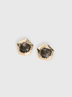 For The Thrill Shell Earrings Gold / Brown