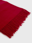 Scarf Soft knit-like material, fringe detail Good stretch