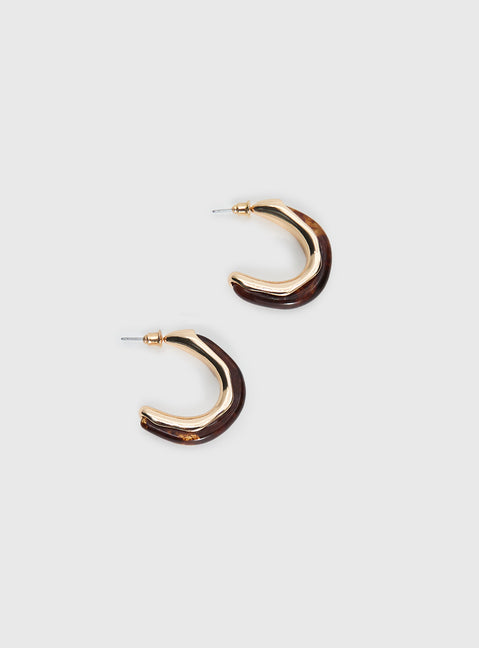Still Love Hoop Earrings Gold / Brown