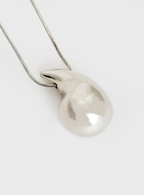 Necklace  Silver-toned dainty chain, drop charm  Lobster clasp fastening, adjustable length 