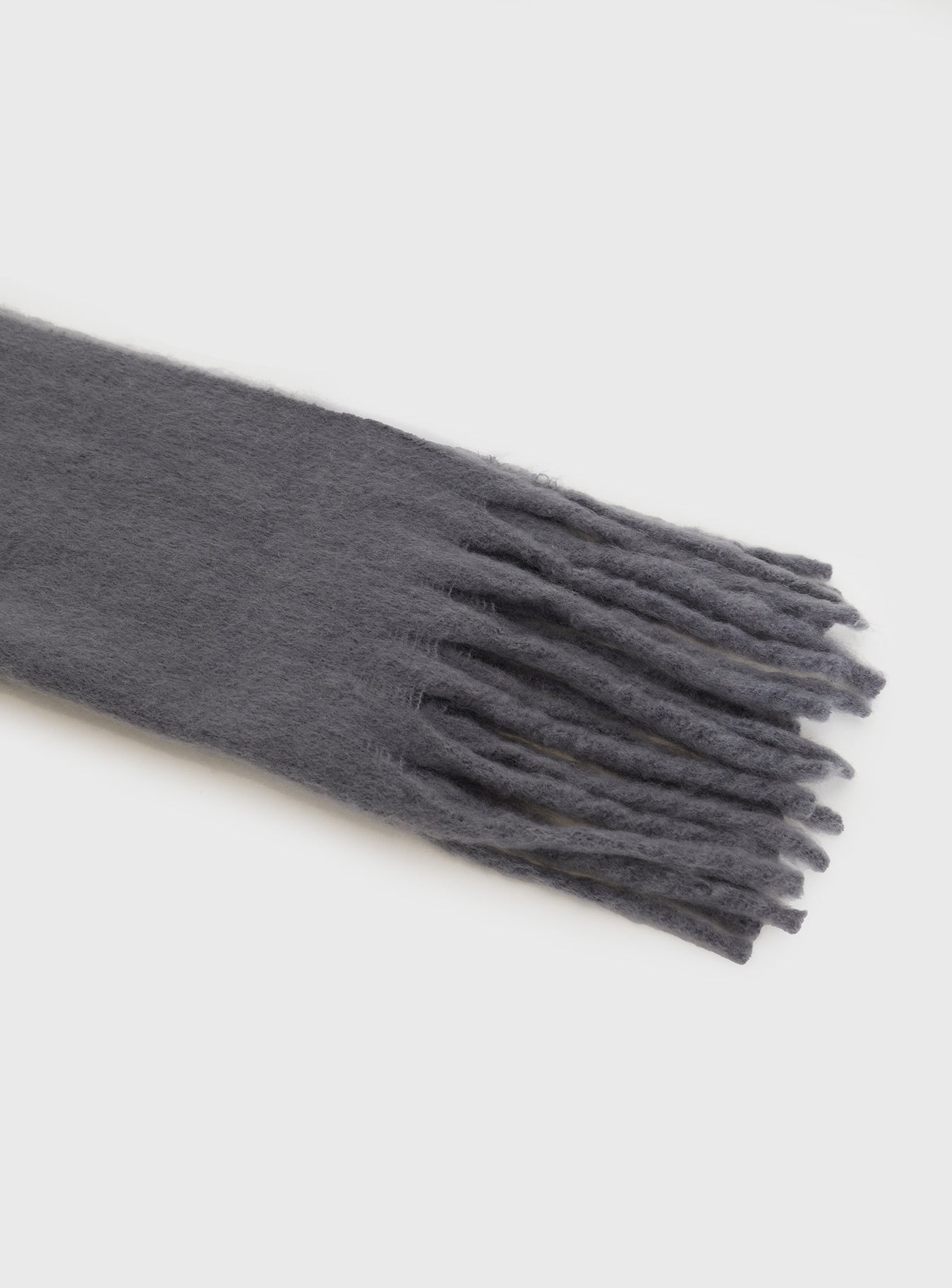 Grey Scarf Soft material, fringed edges 