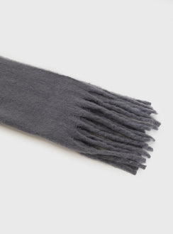 Grey Scarf Soft material, fringed edges 
