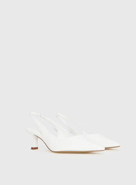 Denalia Pointed Toe Heels White Matte