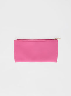 Pink Pencil case Zip fastening with gold toned hardware graphic print 