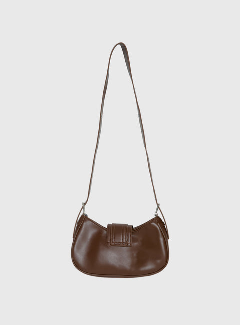 Kienna Buckle Shoulder Bag Brown