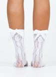 Socks Sheer fishnet design Bow detail Good stretch