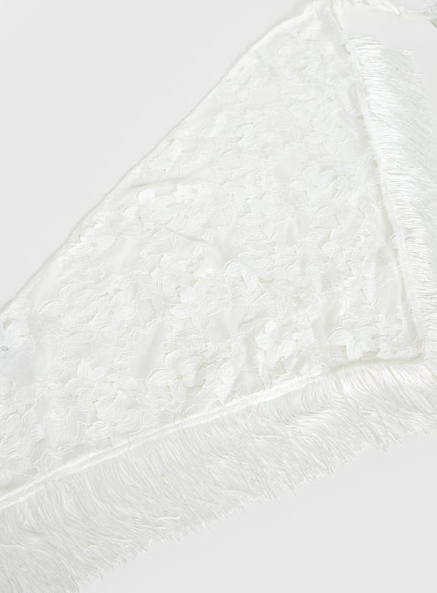 Elizebeth Tie Waist Tassel Belt White
