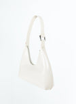 Faux leather shoulder bag Fixed shoulder strap, zip fastening, silver-toned hardware, flat base