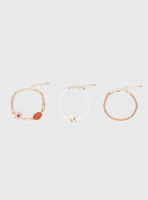 Bleeker Flower Bracelet Pack Gold