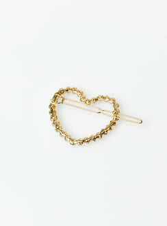 Hair clip  Gold toned Pearl detail Heart shaped  Slim clip fastening 