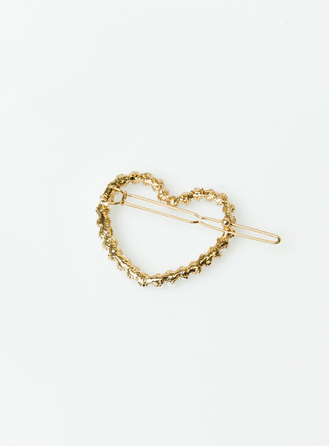 Hair clip  Gold toned Pearl detail Heart shaped  Slim clip fastening 