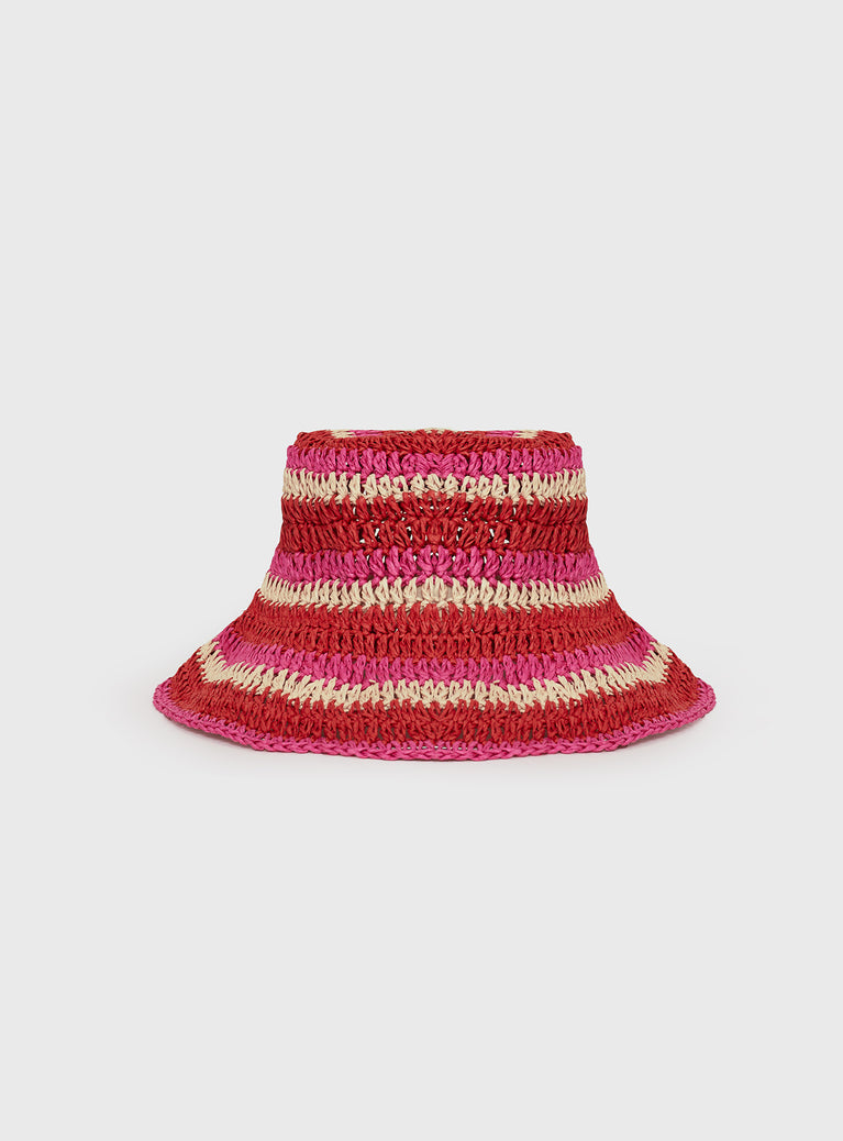 Alonza Crochet Bucket Hat Pink/red