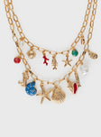 Sealife Charm Necklace Gold