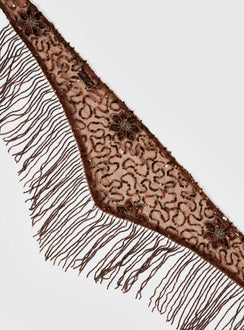Stay Chill Tassel Detail Sheer Belt Brown