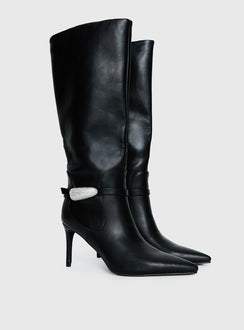 Billini Domineca Knee High Heeled Boots Black