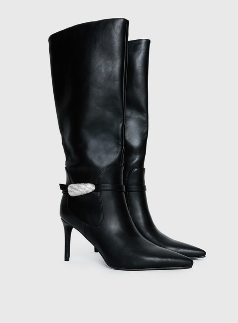 Billini Domineca Knee High Heeled Boots Black