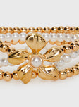 Chani Flower Beaded Bracelet Pack Gold