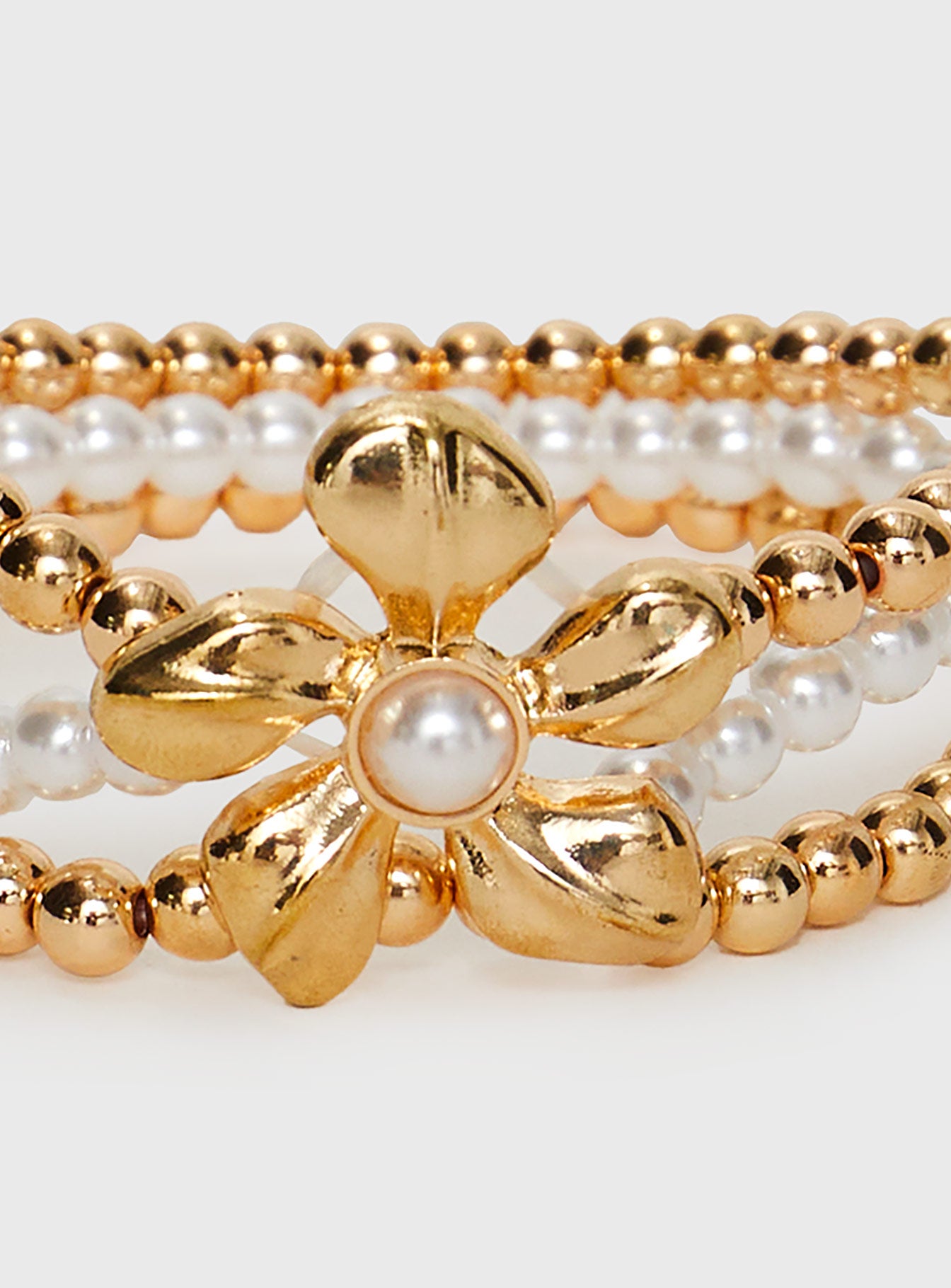 Chani Flower Beaded Bracelet Pack Gold