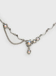 Necklace Silver-toned, gemstone detail, lobster clasp fastening