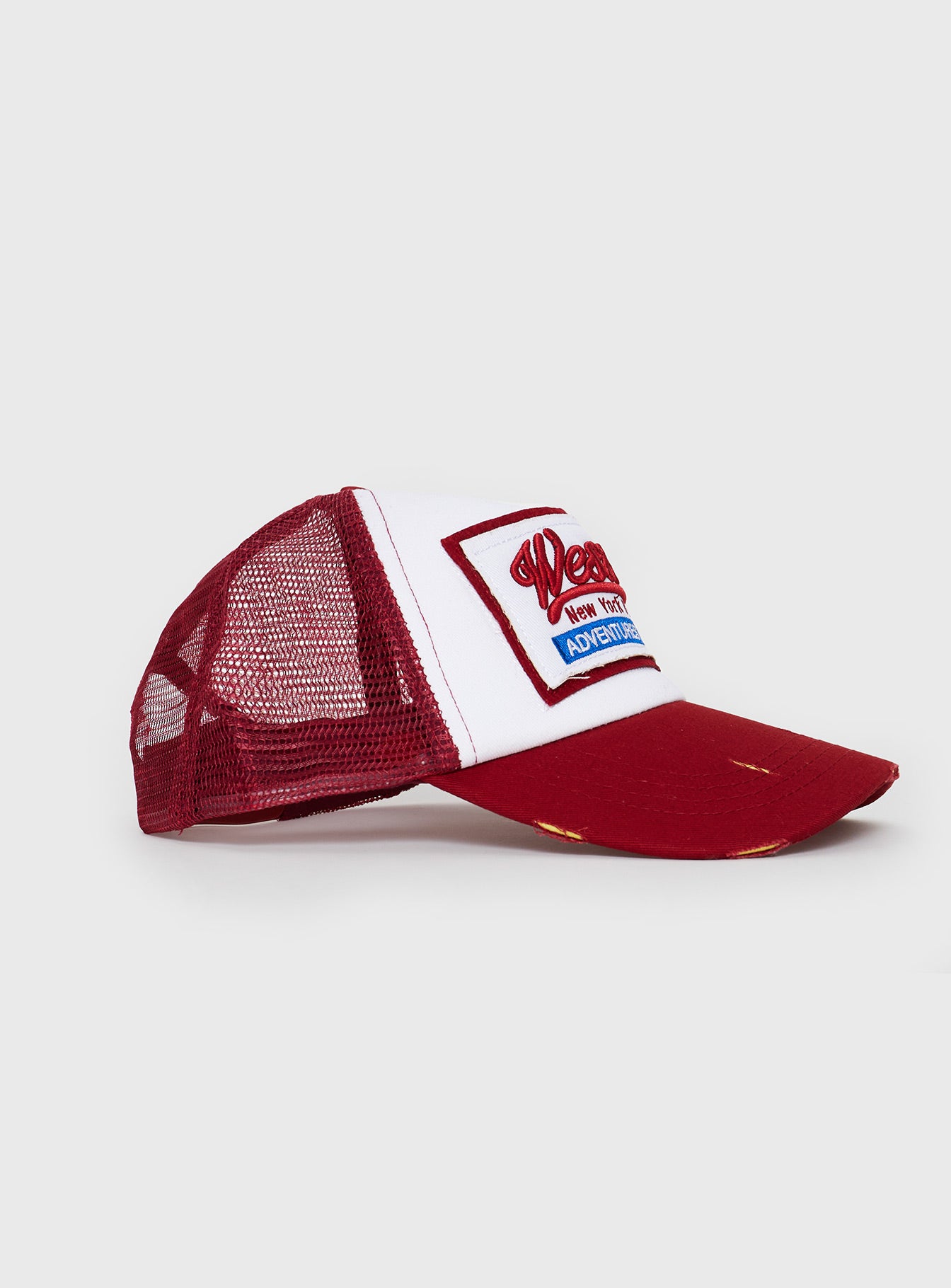 Graphic trucker hat Mesh back panels, snap back fastening 