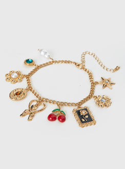 Cherry Dreams Charm Bracelet Gold