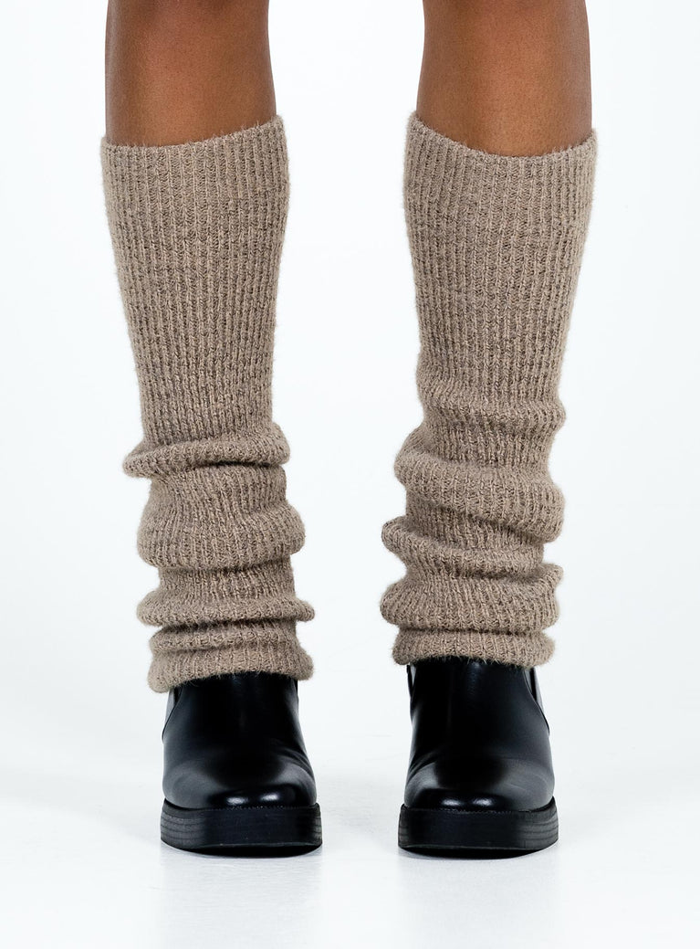 Leg warmers Soft knit material  Below the knee length  Good stretch 