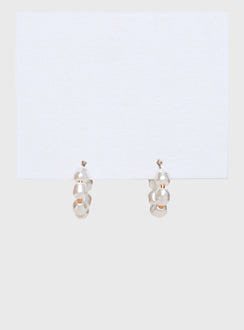 Neaman Pearl Hoop Earrings Gold / White