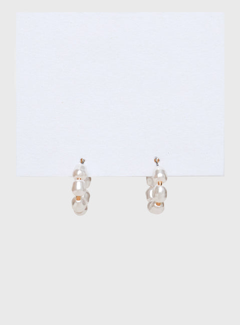 Neaman Pearl Hoop Earrings Gold / White