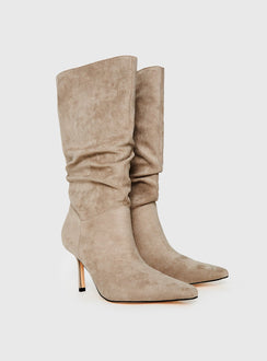 Such A Charmer Faux Suede Scrunch Boot Taupe