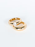 Gold-toned ring pack Set of two, pearl detail, lightweight