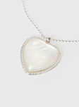 Silver-toned necklace Large heart pendant, lobster clasp fastening