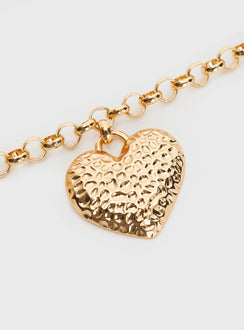 Necklace Gold-toned, heart shaped pendant, lobster clasp fastening