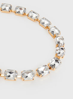 Gold-toned chain belt Diamante detail, lobster clasp fastening