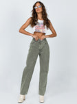 product Princess Polly Mid Rise  Holly Asymmetric Straight Leg Jean Green Denim