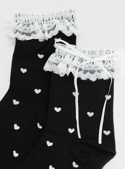 Reminisce Heart Detail Socks Black / White