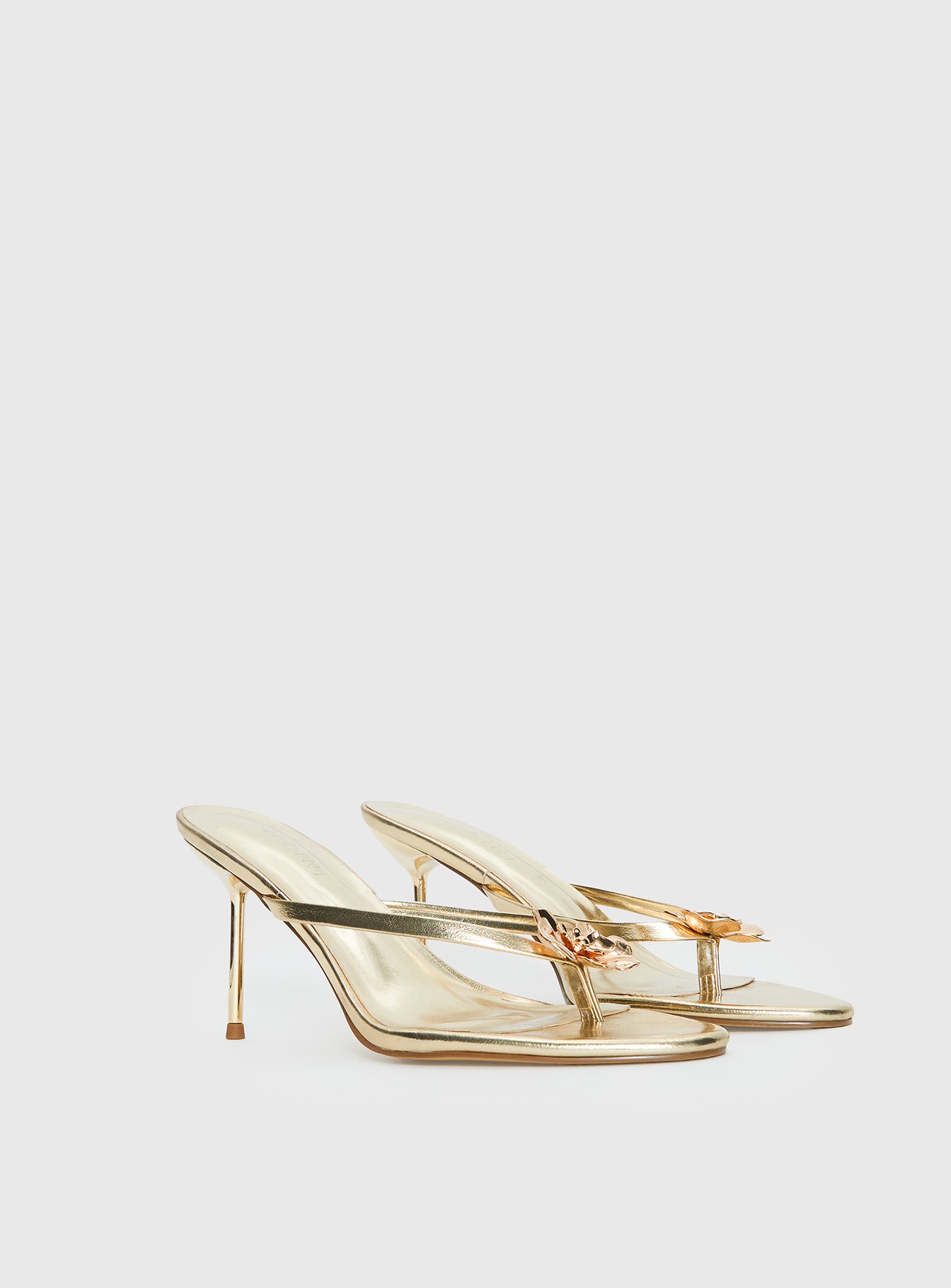 Billini Dalella Thong Heels Gold Metallic
