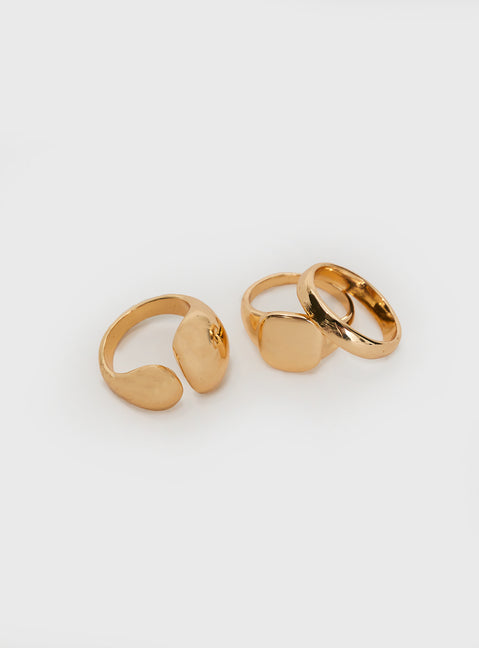 Gold-toned ring pack Pack of three