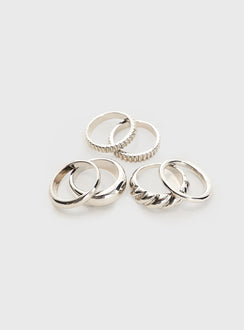 Silver-toned ring pack Pack of six, lightweight