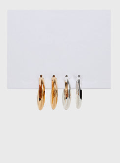Earring pack Mixed metals, hoop style, stud fastening