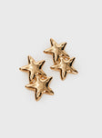 Double Star Earrings Gold