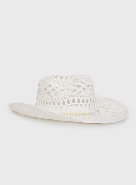 Straw cowboy hat Moulded brim, beaded detail