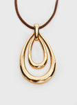 Pendant necklace, gold-toned Rope style chain, lobster clasp fastening